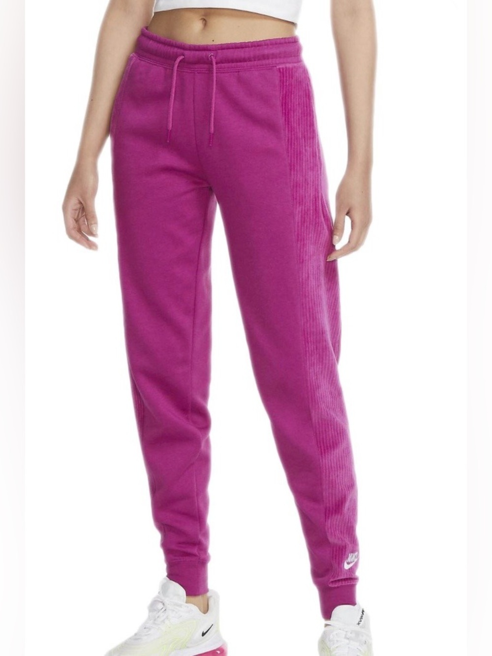 Nike Fuchsia Ribbed-Side Jogger Pants size L